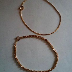 Unisex Gold Chain Bracelets 2 Total New
